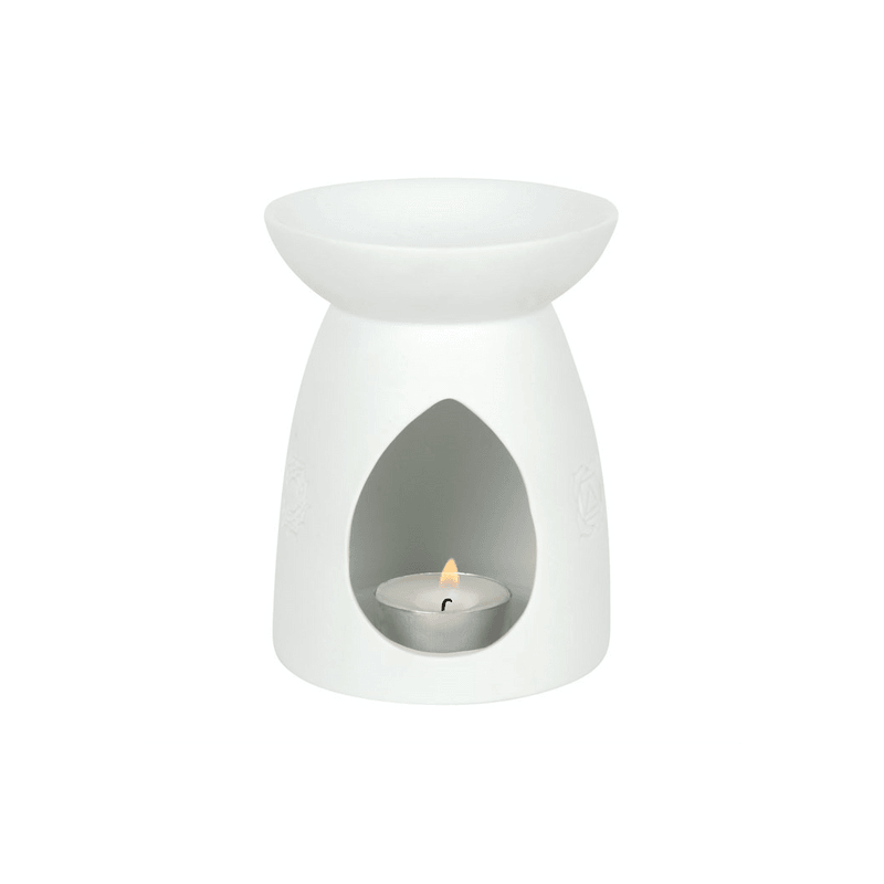 White Ceramic Seven Chakra Oil Burner - DuvetDay.co.uk