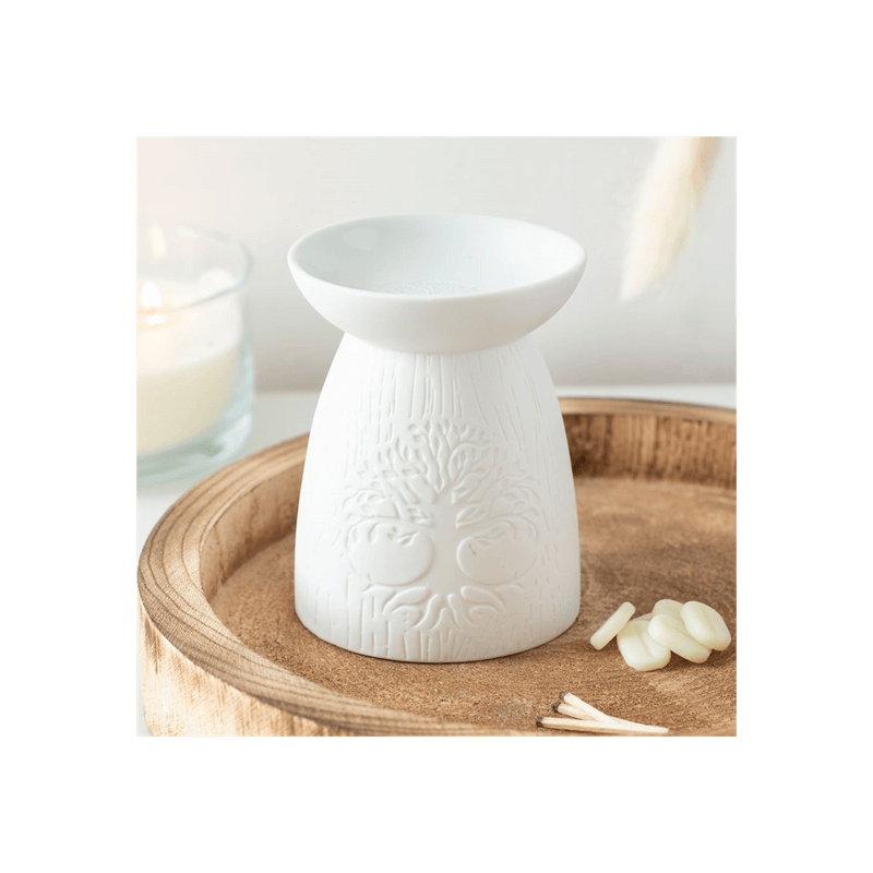 White Ceramic Tree of Life Oil Burner - DuvetDay.co.uk