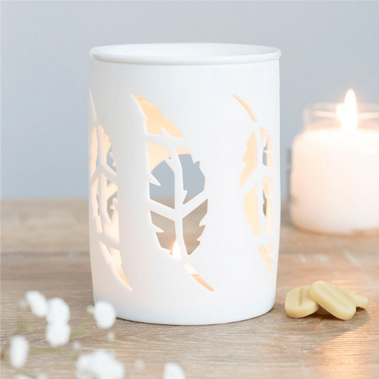 White Feather Cut Out Oil Burner - DuvetDay.co.uk