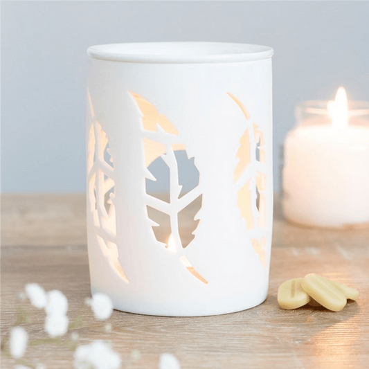 White Feather Cut Out Oil Burner - DuvetDay.co.uk