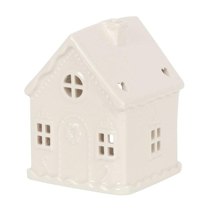 White Gingerbread House Tealight Holder - DuvetDay.co.uk