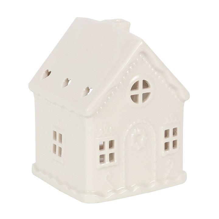 White Gingerbread House Tealight Holder - DuvetDay.co.uk