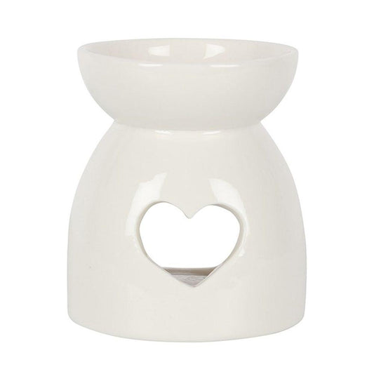 White Heart Cut Out Oil Burner - DuvetDay.co.uk