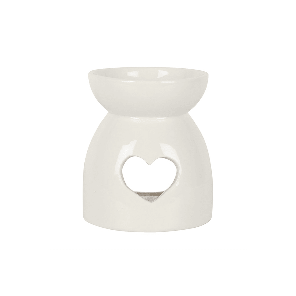 White Heart Cut Out Oil Burner - DuvetDay.co.uk