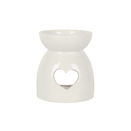 White Heart Cut Out Oil Burner - DuvetDay.co.uk