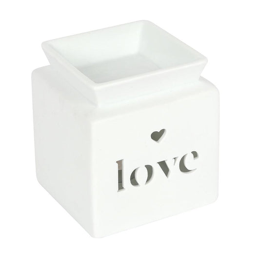 White Love Cut Out Oil Burner - DuvetDay.co.uk