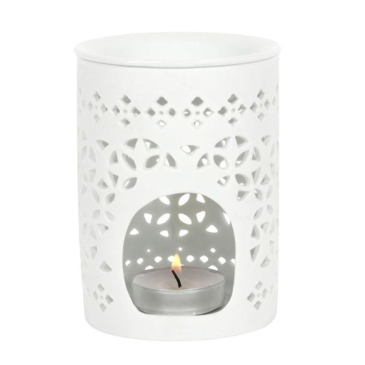 White Matte Cut Out Oil Burner - DuvetDay.co.uk