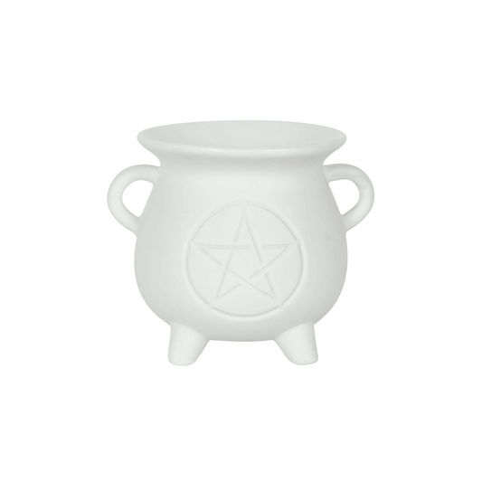 White Pentagram Cauldron Oil Burner - DuvetDay.co.uk