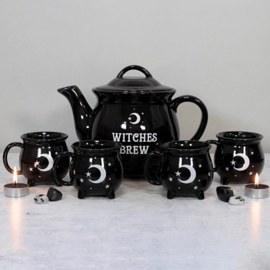 Witches Brew Ceramic Cauldron Tea Set - DuvetDay.co.uk