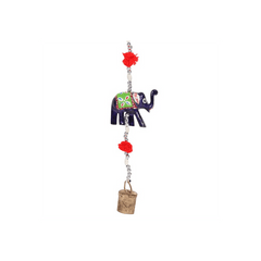 Wooden Hanging Elephant Decoration with Bell - DuvetDay.co.uk