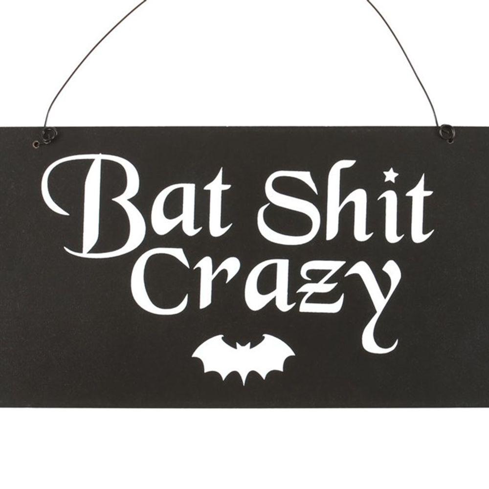 20cm Bat Shit Crazy Hanging Sign - DuvetDay.co.uk