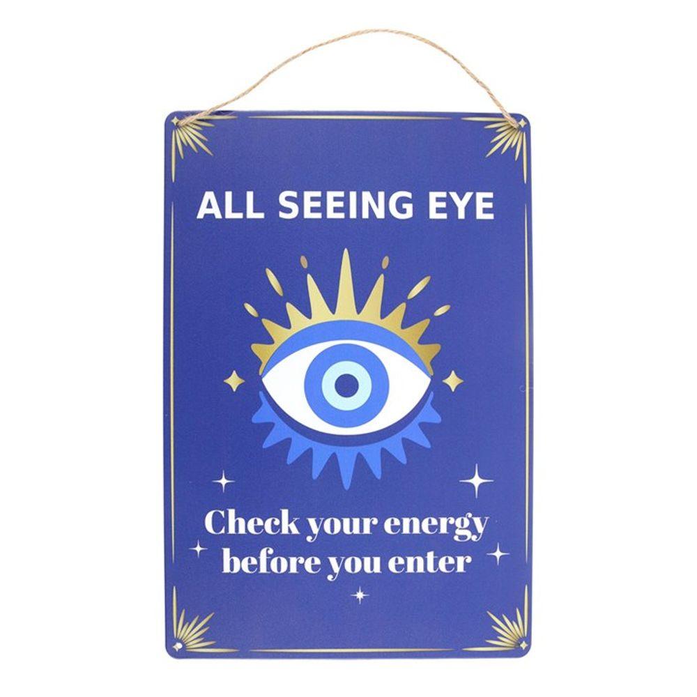 30cm All Seeing Eye Metal Hanging Sign - DuvetDay.co.uk