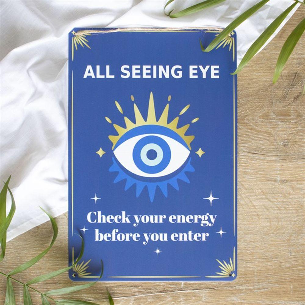 30cm All Seeing Eye Metal Hanging Sign - DuvetDay.co.uk