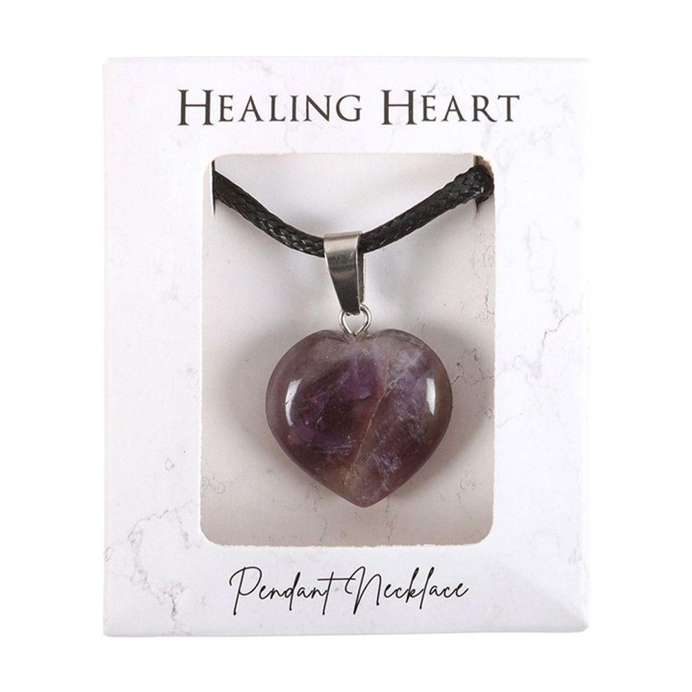 Amethyst Healing Crystal Heart Necklace - DuvetDay.co.uk