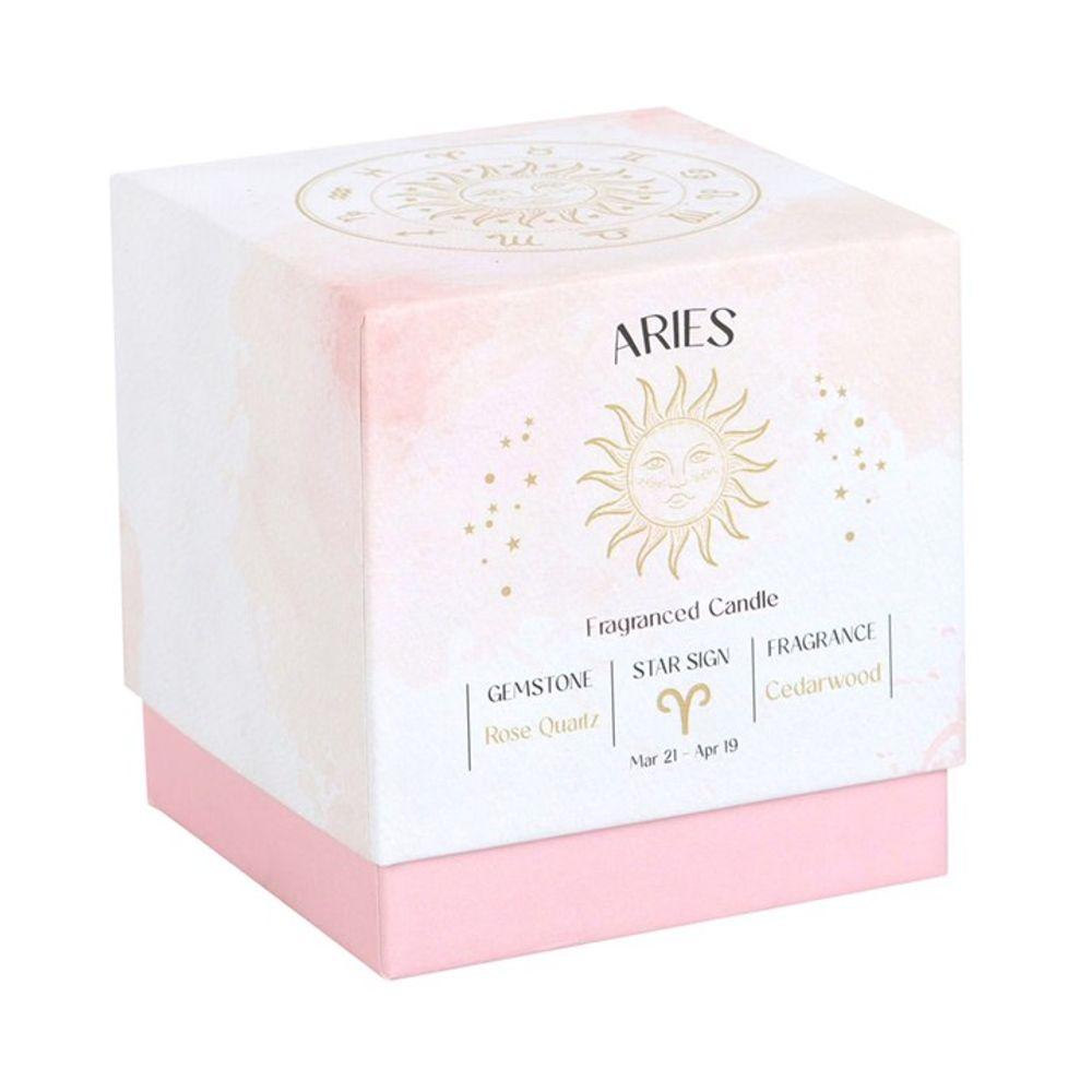 Aries Cedarwood Gemstone Zodiac Candle - DuvetDay.co.uk