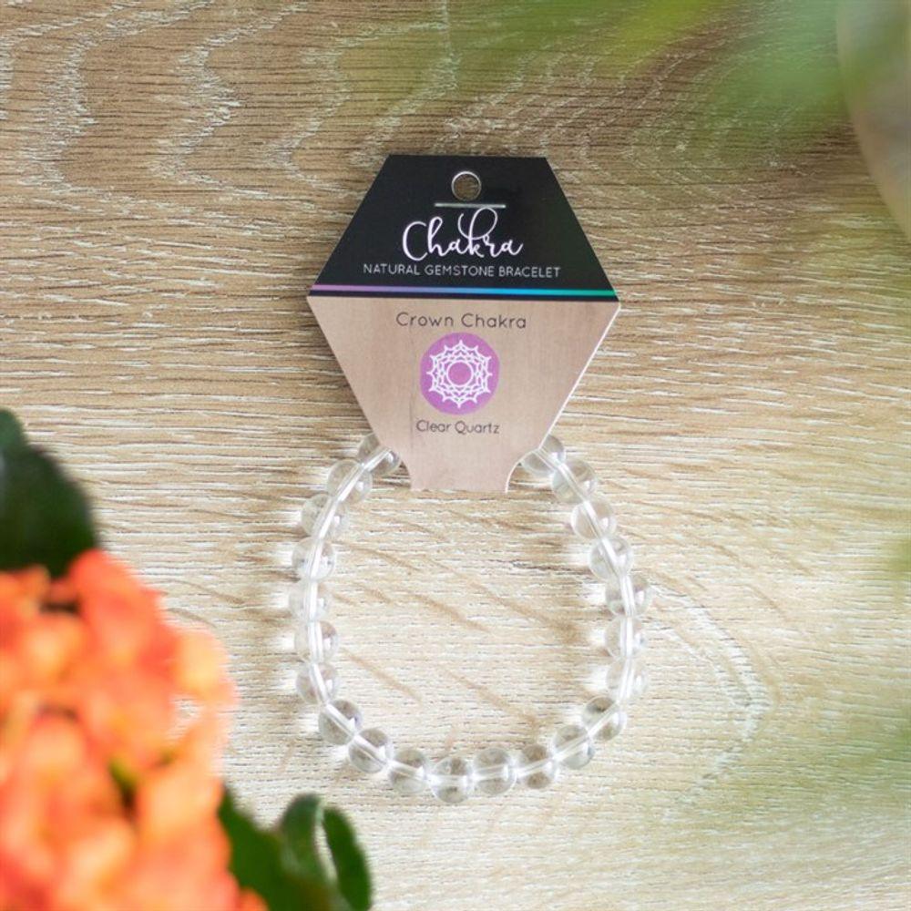 Crown Chakra Clear Quartz Gemstone Bracelet - DuvetDay.co.uk