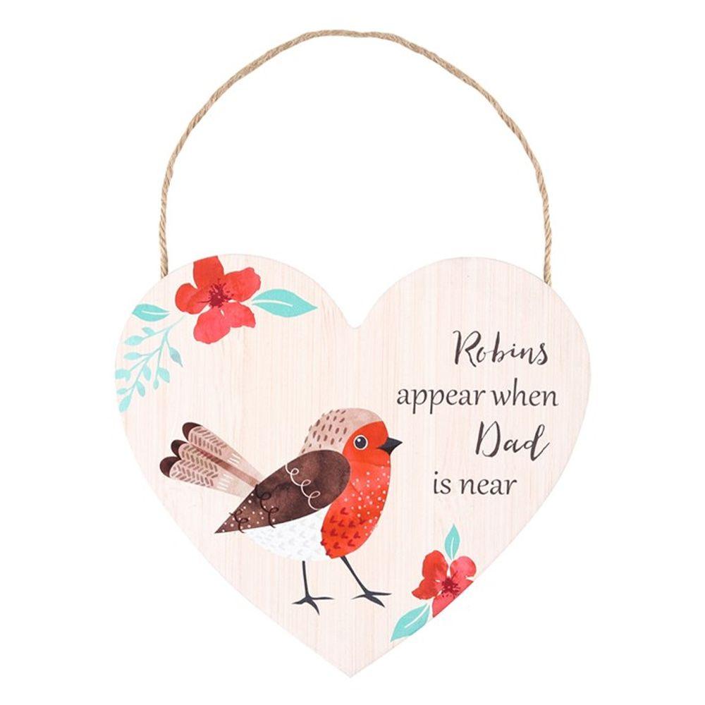 Dad Winter Robin Hanging Heart Sign - DuvetDay.co.uk