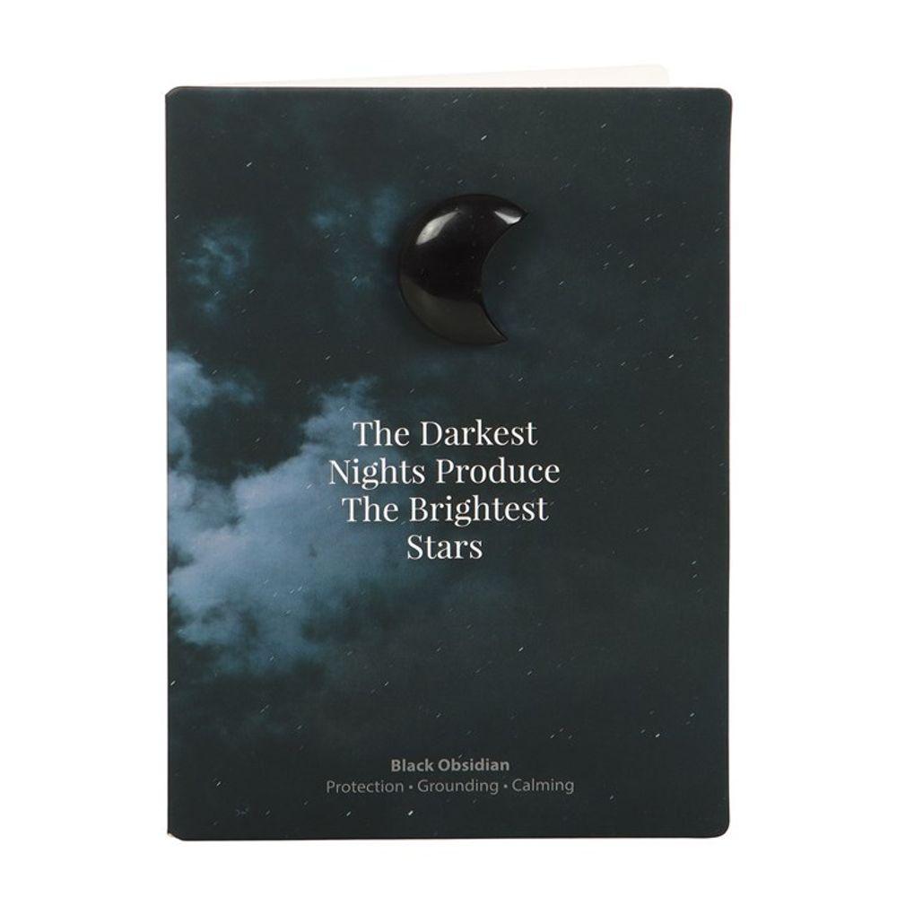 Darkest Nights Black Obsidian Crystal Moon Greeting Card - DuvetDay.co.uk