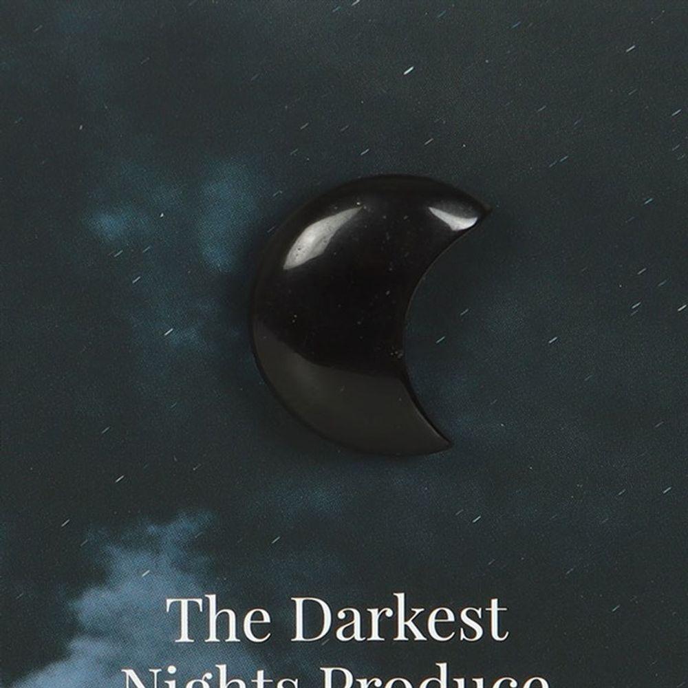 Darkest Nights Black Obsidian Crystal Moon Greeting Card - DuvetDay.co.uk