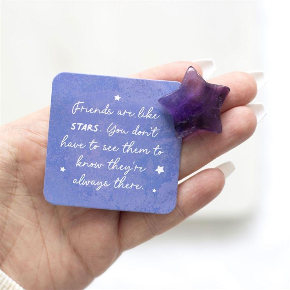 Friends Are Like Stars Lucky Amethyst Crystal Star in a Bag - DuvetDay.co.uk