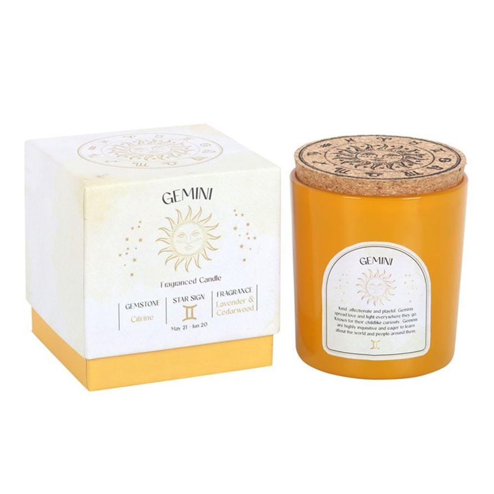 Gemini Lavender & Cedarwood Gemstone Zodiac Candle - DuvetDay.co.uk