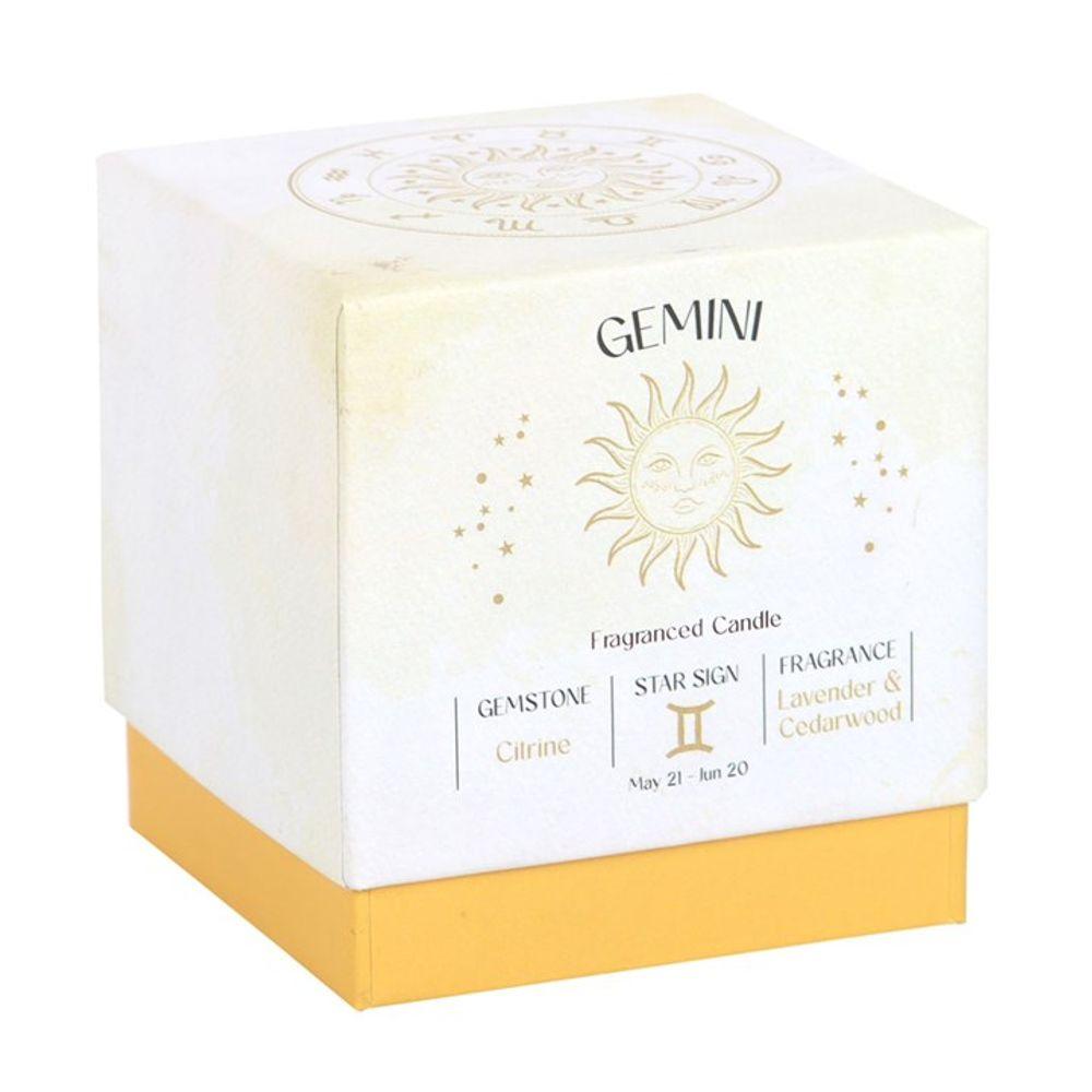 Gemini Lavender & Cedarwood Gemstone Zodiac Candle - DuvetDay.co.uk