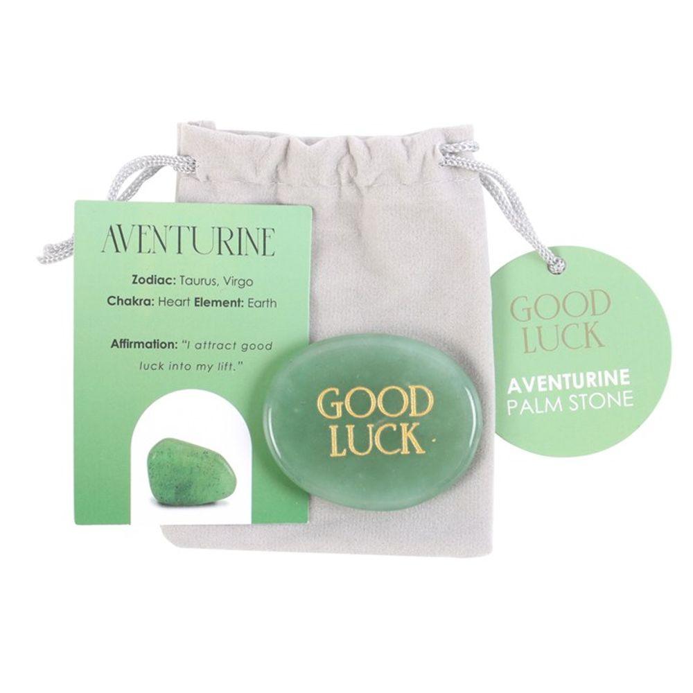 Good Luck Aventurine Crystal Palm Stone - DuvetDay.co.uk