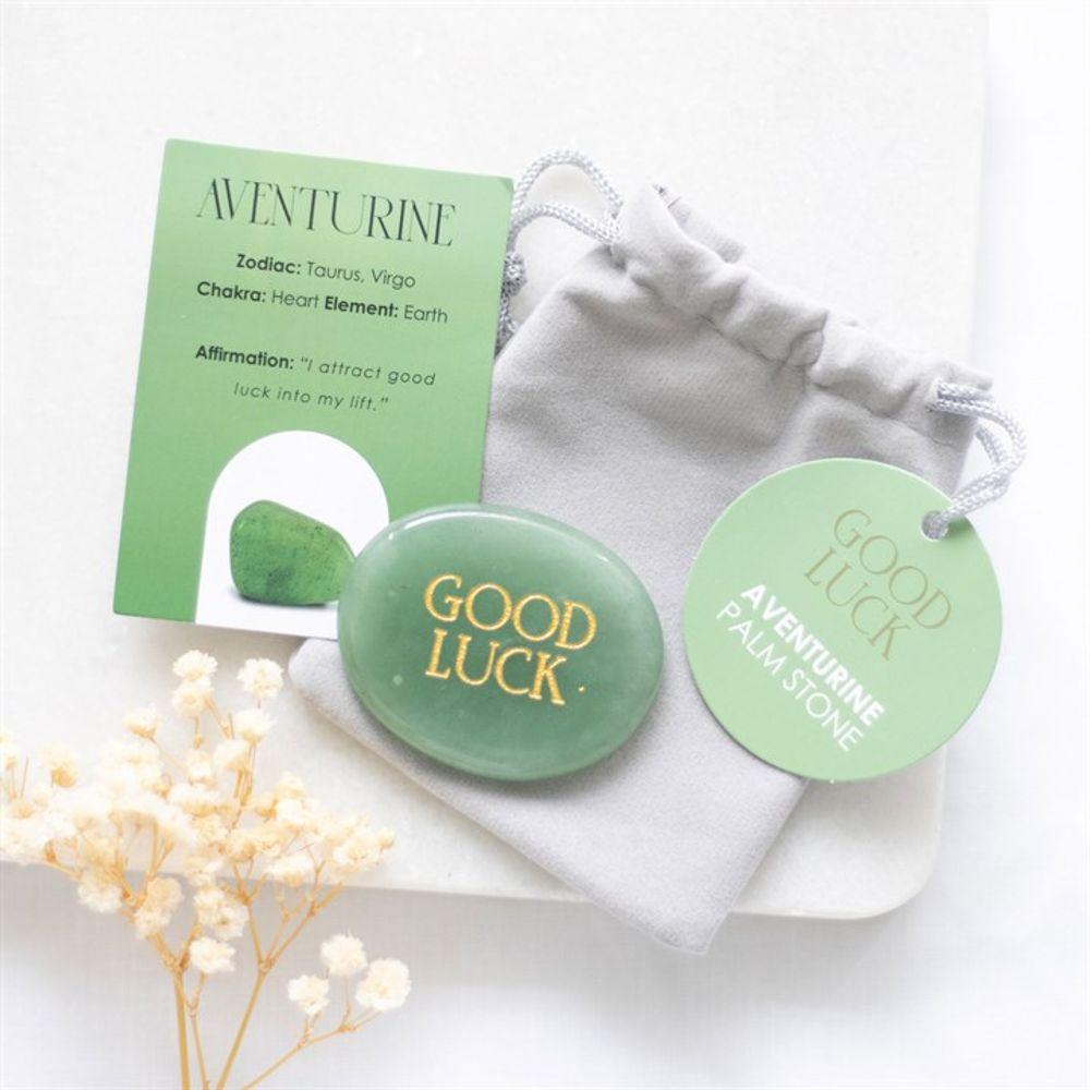 Good Luck Aventurine Crystal Palm Stone - DuvetDay.co.uk