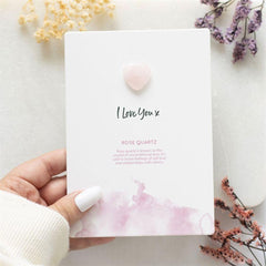 I Love You Rose Quartz Crystal Heart Greeting Card - DuvetDay.co.uk