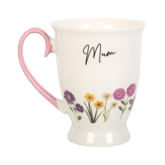 Mum Wildflower Pedestal Mug - DuvetDay.co.uk