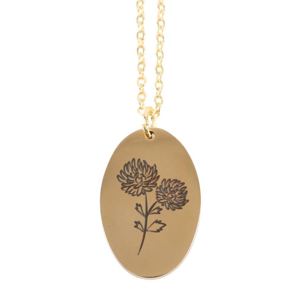 November Chrysanthemum Birth Flower Necklace Card - DuvetDay.co.uk