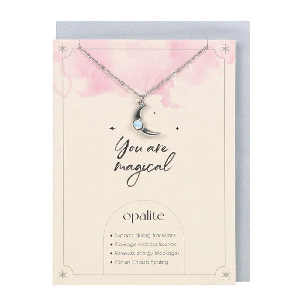 Opalite Crescent Moon Necklace Card - DuvetDay.co.uk