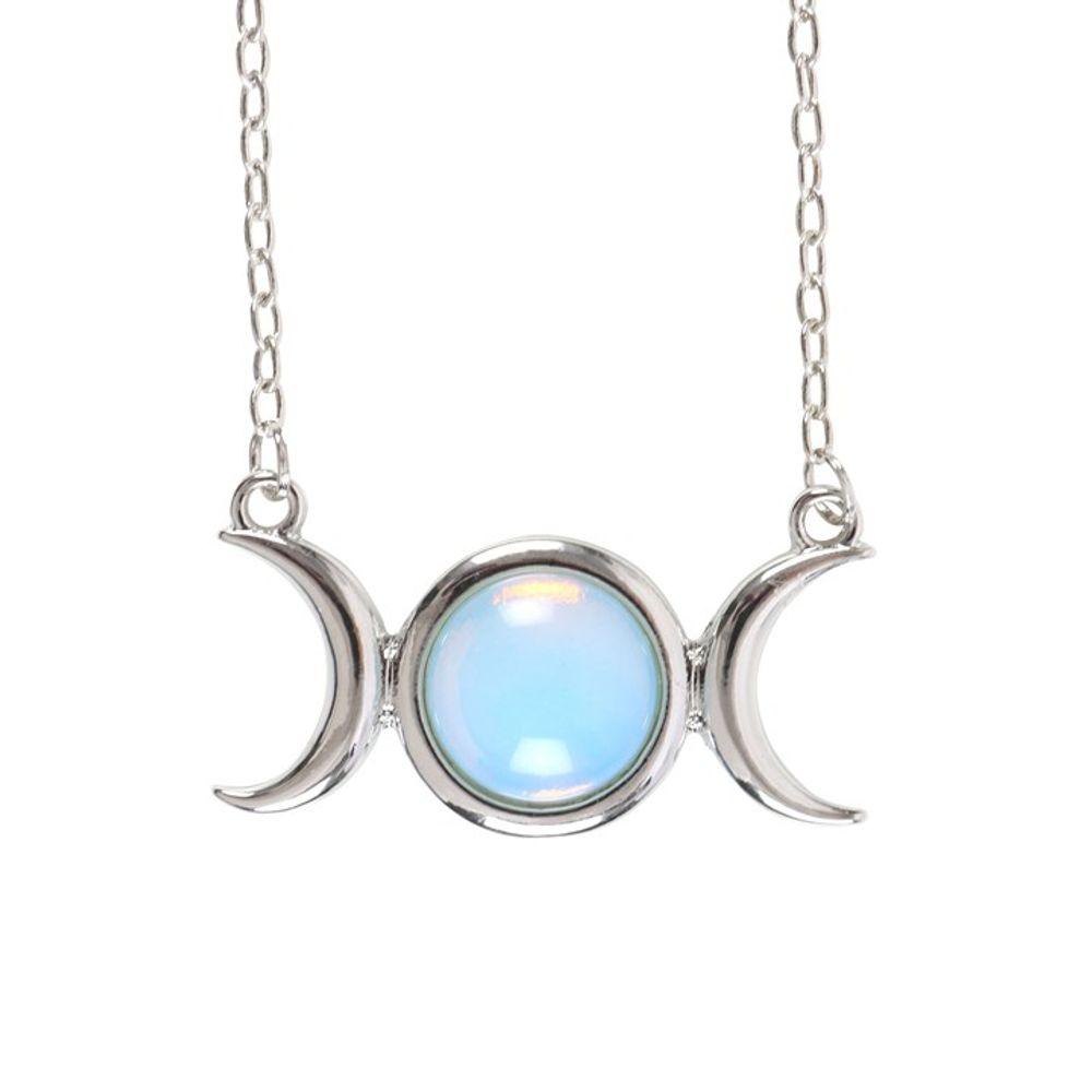 Opalite Triple Moon Necklace Card - DuvetDay.co.uk