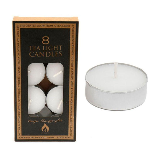 Pack of 8 4-Hour Unscented Tealight Candles - DuvetDay.co.uk