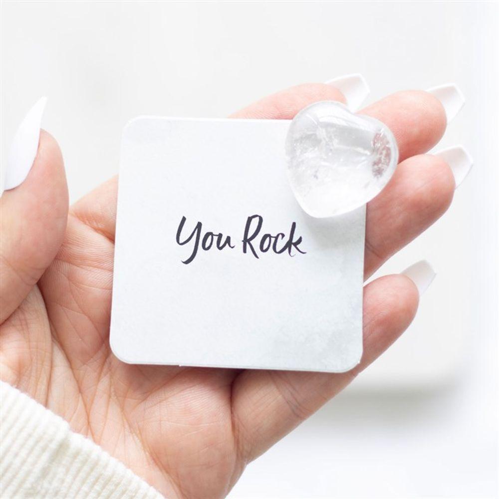 You Rock Clear Quartz Crystal Heart in a Bag - DuvetDay.co.uk